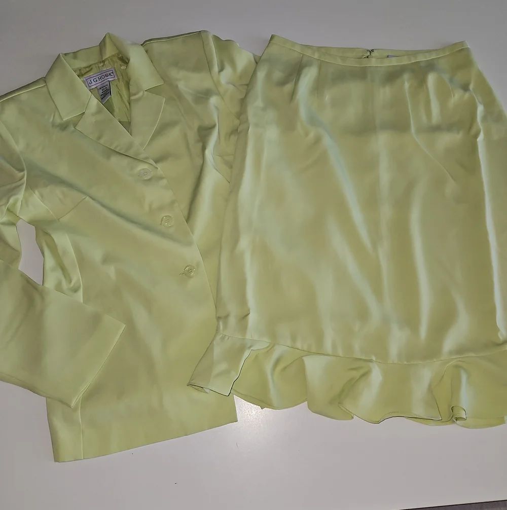 J.G. Hook Lime Green A-Line Skirt with Ruffle Hem